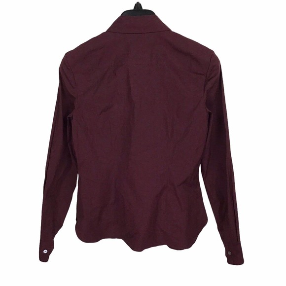 Theory Classic Fitted Stretch Cotton Collar Dress Shirt Women Petite Maroon $225 - Picture 4 of 5